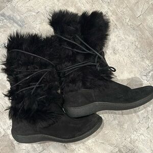 Banana Republic, furry and suede flat boots. Size 11.